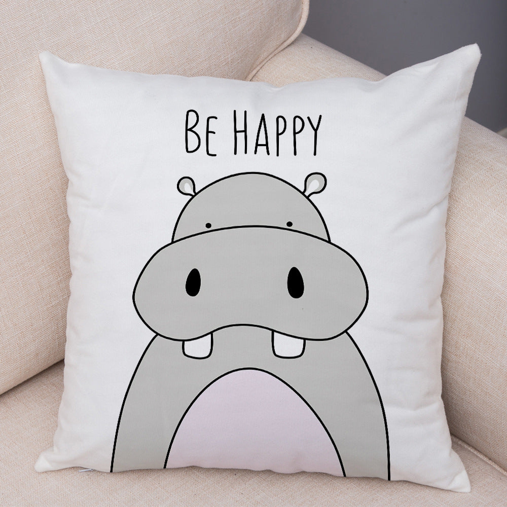 Home Fashion Simple Cartoon Animal Print Pillow Covers