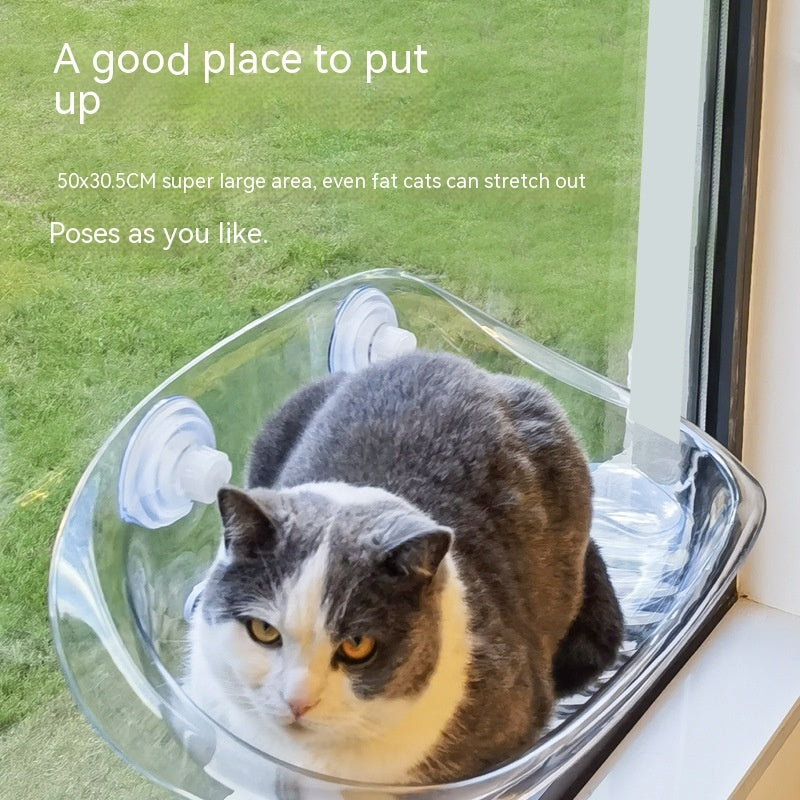 Elevated Cat Hammock for Window Views and Sunbathing