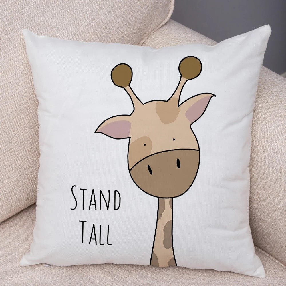 Home Fashion Simple Cartoon Animal Print Pillow Covers