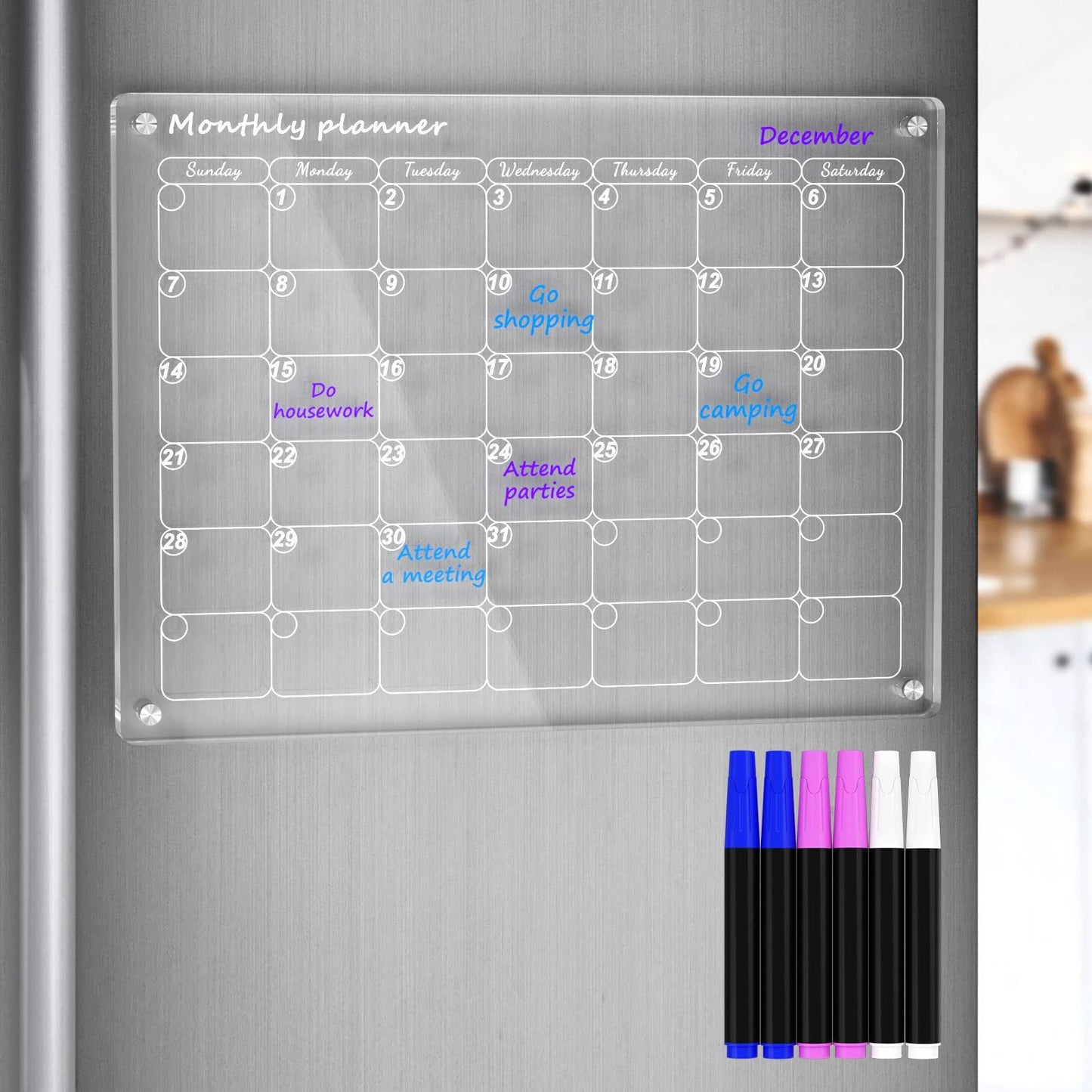 Magnetic Acrylic Dry Erase Calendar for Home & Office