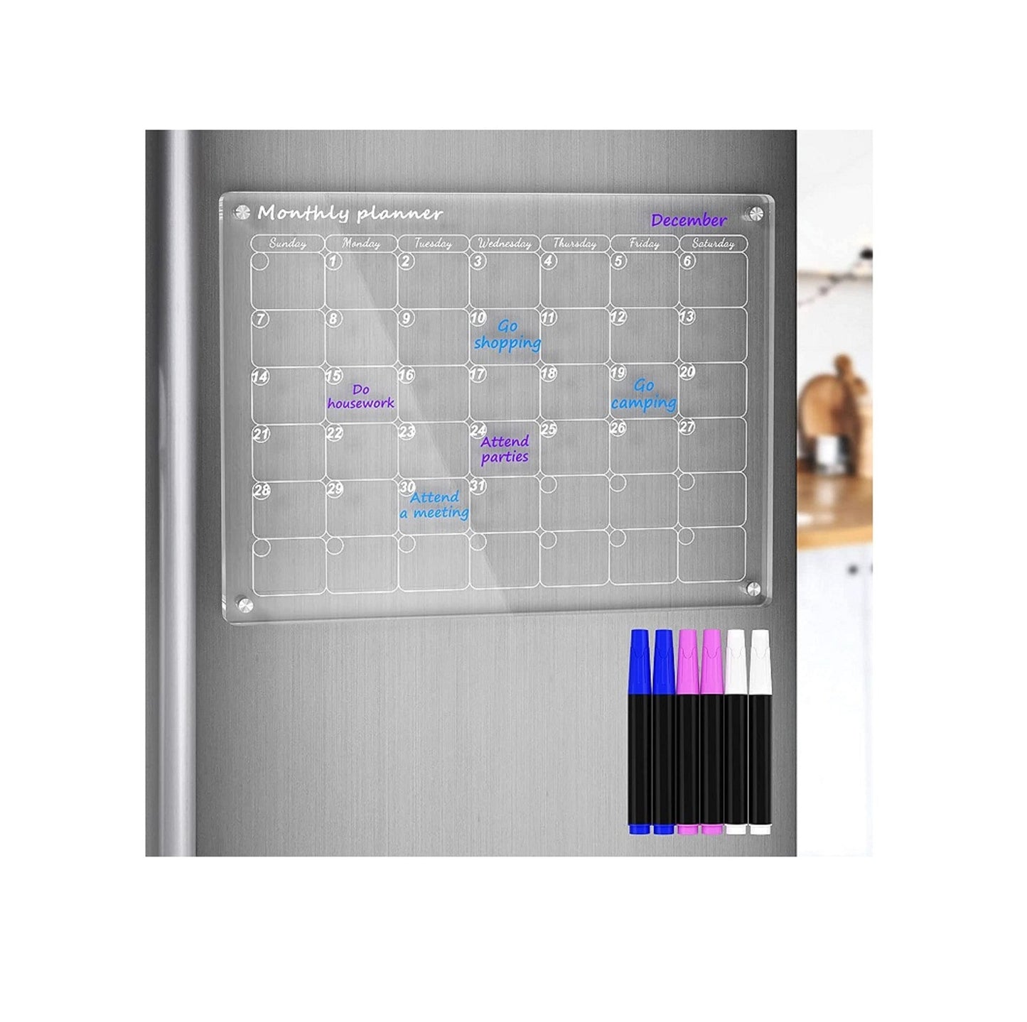 Magnetic Acrylic Dry Erase Calendar for Home & Office