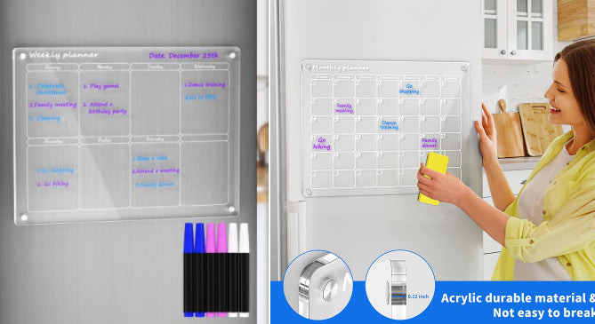 Magnetic Acrylic Dry Erase Calendar for Home & Office