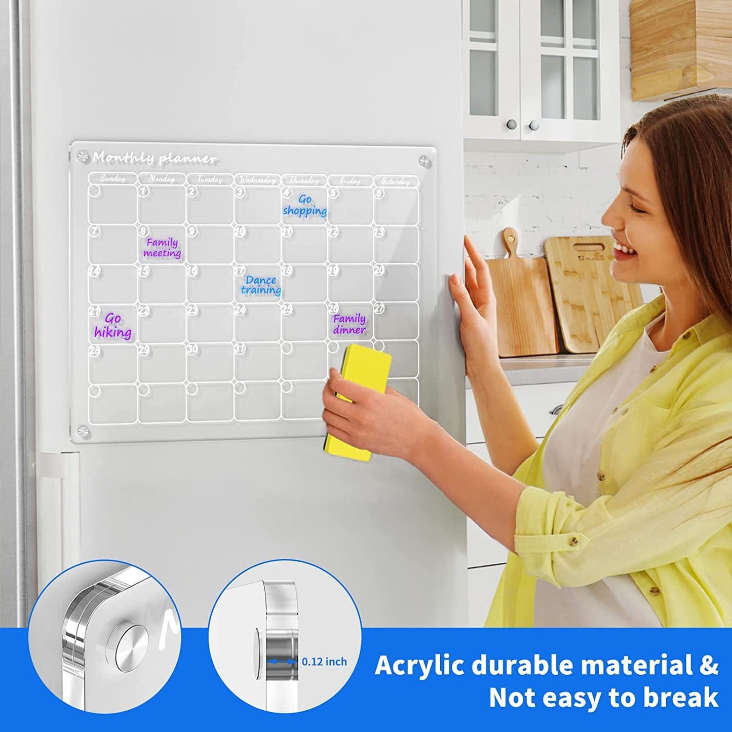 Magnetic Acrylic Dry Erase Calendar for Home & Office