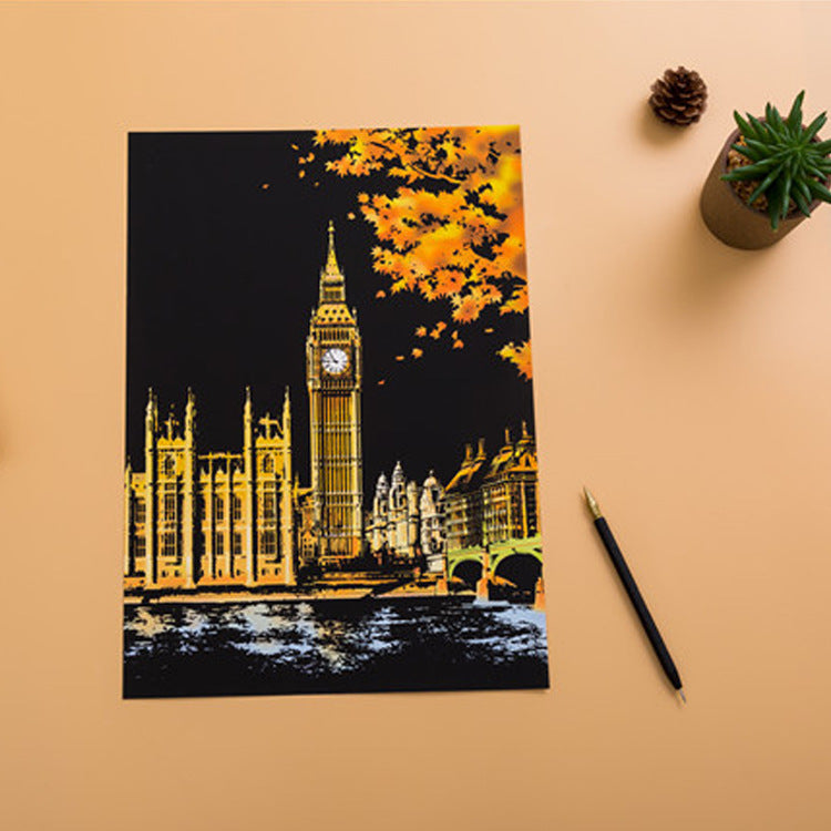 Creative City Night Scene Scratch Painting