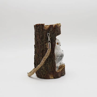Resin Solar Stump Owl Lawn Night Light
