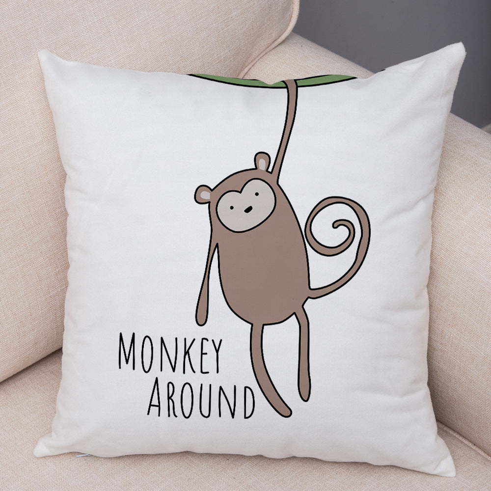 Home Fashion Simple Cartoon Animal Print Pillow Covers