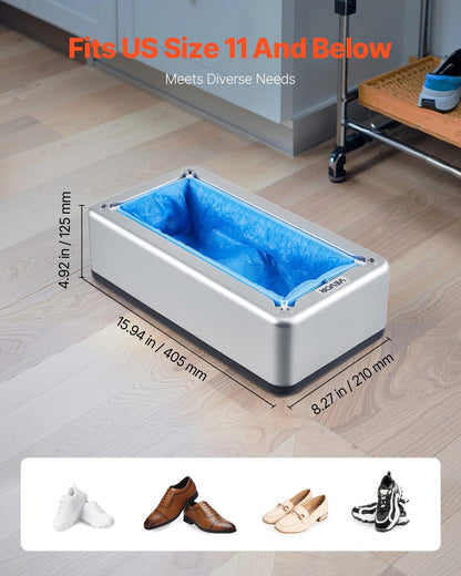 Shoe Cover Dispenser Fits Up To US 11 With  Disposable Plastic Covers