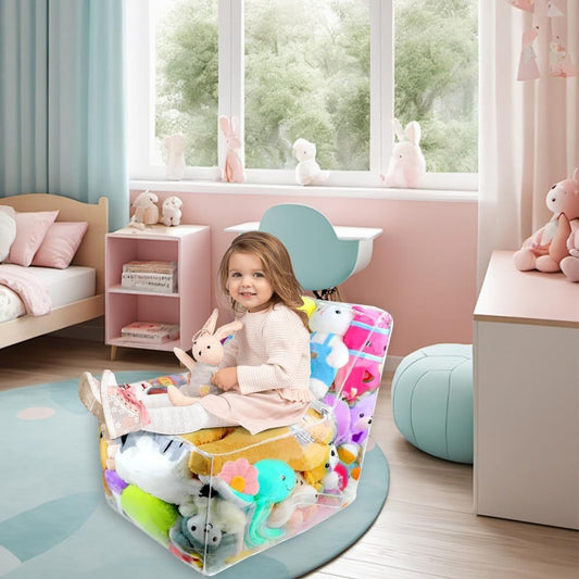 Transparent Pvc Children's Toy Storage Bag Stool Dual-use