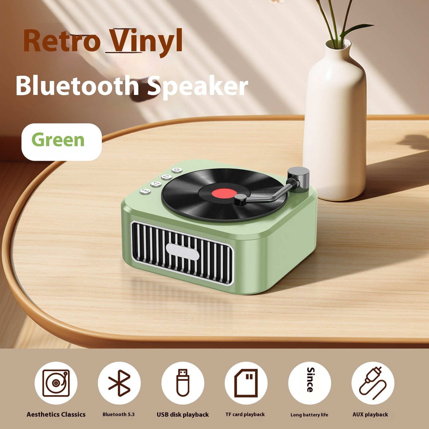 Portable Vinyl Phonograph Speaker – Classic Sound, Modern Style