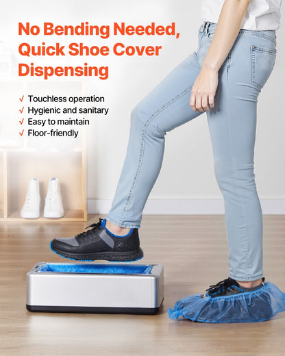 Shoe Cover Dispenser Fits Up To US 11 With  Disposable Plastic Covers