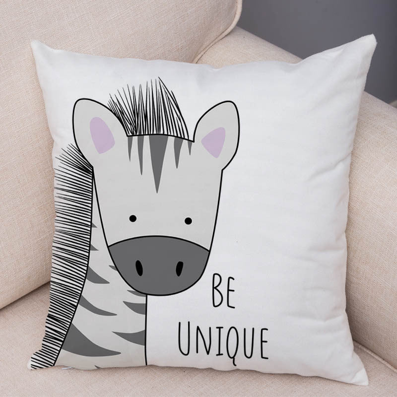 Home Fashion Simple Cartoon Animal Print Pillow Covers