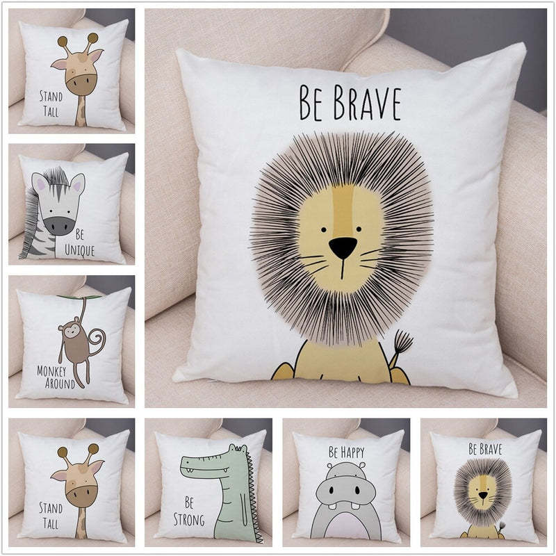 Home Fashion Simple Cartoon Animal Print Pillow Covers