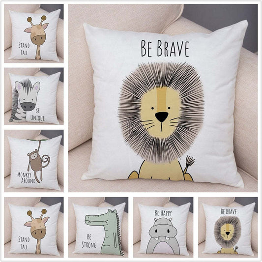 Home Fashion Simple Cartoon Animal Print Pillow Covers