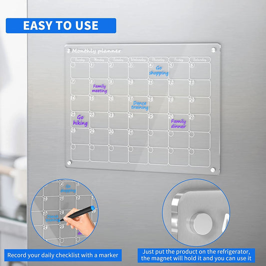 Magnetic Acrylic Dry Erase Calendar for Home & Office